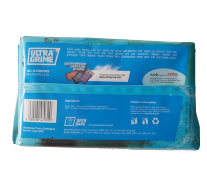 Ultra Grime Pet XXL Biodegradable Cloth Wipes, 80 Pack: Eco-Friendly Cleaning for Your Furry Friend