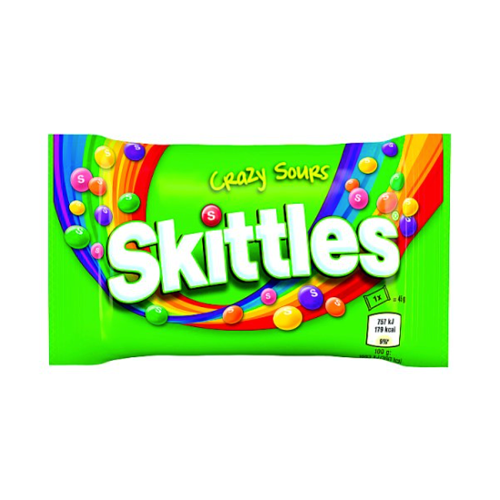 Skittles Vegan Chewy Crazy Sour Sweets Fruit Flavoured Bag 45g (case of 36)