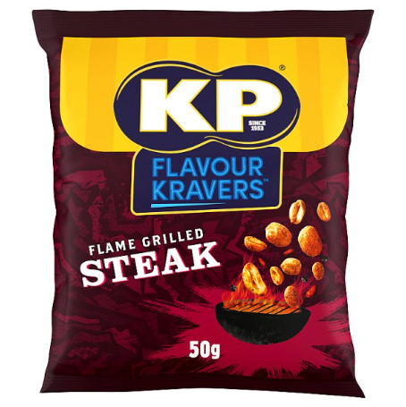 KP Flavour Kravers Flame Grilled Steak Peanuts 50g (Pubcard)