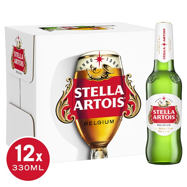 Stella Artois Belgium Premium Lager Beer Bottles 12 x 330ml (Pack of 1)
