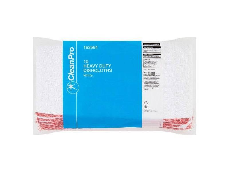 CleanPro 10 Heavy Duty Dishcloths White (Pack of 1) - Bulkbuydirect