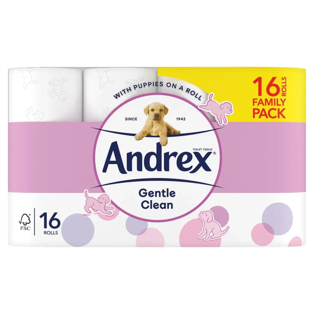 Andrex Gentle Clean Toilet Tissue 16 Rolls - Bulkbuydirect