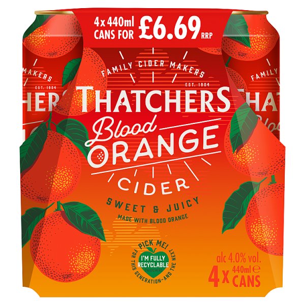 Thatchers Blood Orange Cider 4 x 440ml (Pack of 6)