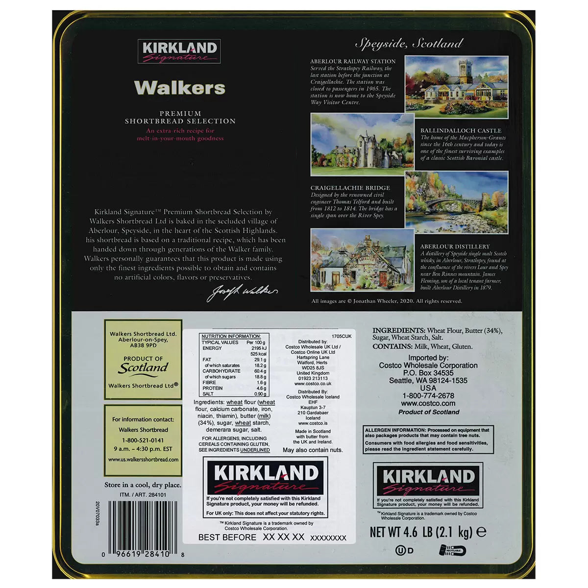 Kirkland Signature Walkers Premium Shortbread Selection, 2.1kg Tin - Bulkbuydirect