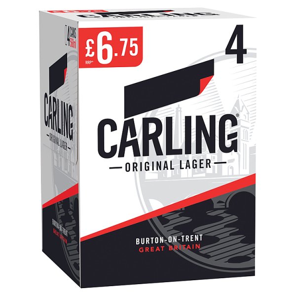 Carling Original Lager Beer 4 x 568ml Can (Pack of 6)