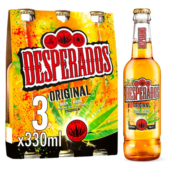 Desperados Tequila Flavoured Lager Beer Bottle 3x330ml (Pack of 8)