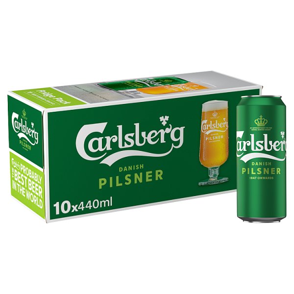 Carlsberg Danish Pilsner Lager Beer 10 x 440ml Can (Pack of 2)