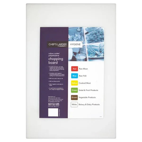 Chef's Larder Hygiene Chopping Board White (Pack of 1) - Bulkbuydirect