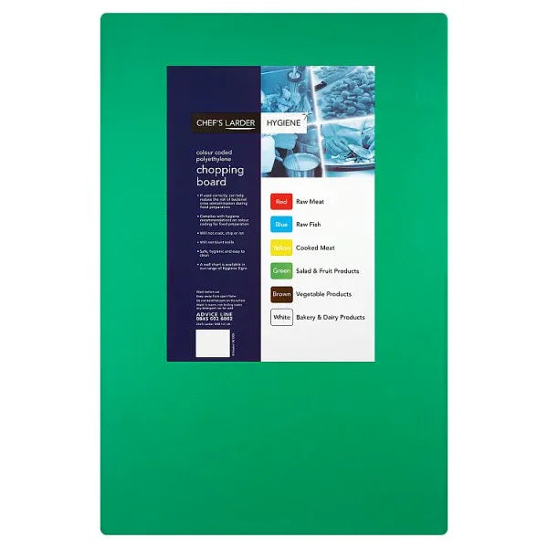 Chefs Larder Hygiene Chopping Board Green 45x30cm (Pack of 1) - Bulkbuydirect