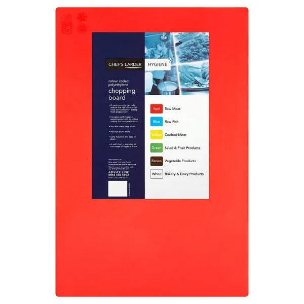 Chefs Larder Hygiene Chopping Board Red 45x30cm (Pack of 10) - Bulkbuydirect