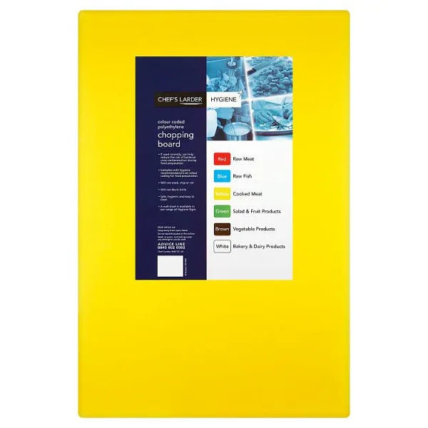 Chefs Larder Hygiene Chopping Board Yellow 45x30cm (Pack of 1) - Bulkbuydirect