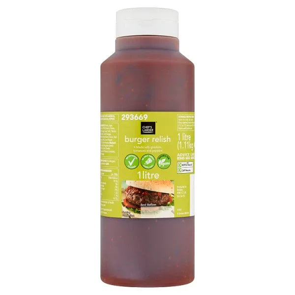 Chef's Larder Burger Relish 1 Litre (Pack of 6) - Bulkbuydirect
