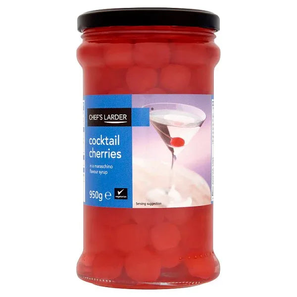 Chef's Larder Cocktail Cherries in a Maraschino Flavour Syrup 950g (Pack of 1) - Bulkbuydirect