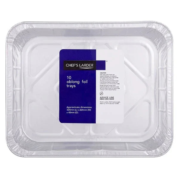Chef's Larder 10 Oblong Foil Trays 324mm (Pack of 1) - Bulkbuydirect