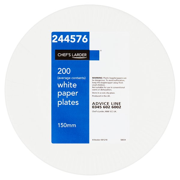 Chef's Larder 200 White Paper Plates 150mm (Pack of 1) - Bulkbuydirect