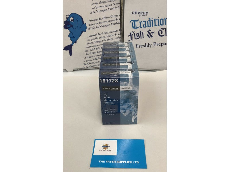 Chef's Larder Hygiene 40 Blue Detectable Plasters - Bulkbuydirect