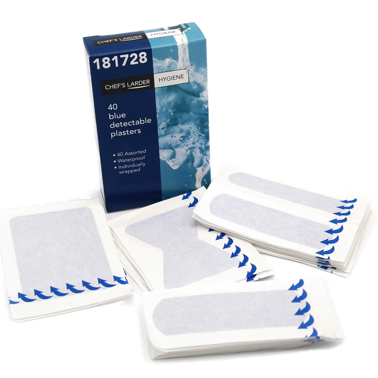 Chef's Larder Hygiene 40 Blue Detectable Plasters - Bulkbuydirect