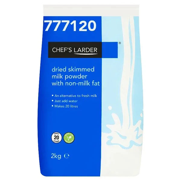 Chef's Larder Dried Skimmed Milk Powder with Non-Milk Fat 2kg (Pack of 6) - Bulkbuydirect
