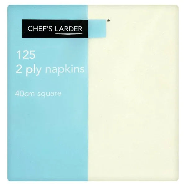 Chef's Larder 125 2 Ply Cream Napkins 40cm Square (Pack of 1) - Bulkbuydirect