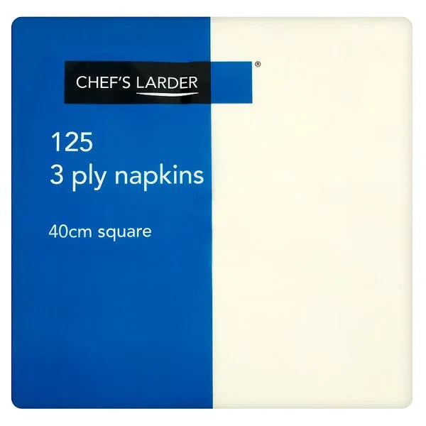 Chef's Larder 125 3 Ply Cream Napkins 40 cm Square (Pack of 1) - Bulkbuydirect