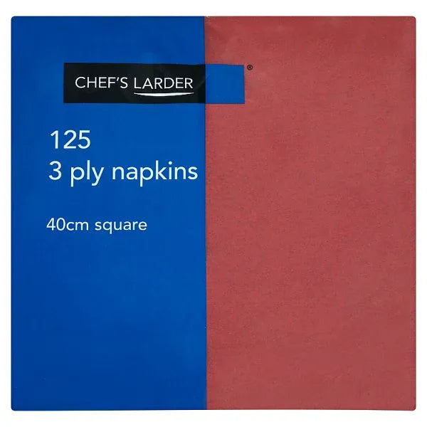 Chef's Larder 125 Burgundy 3 Ply Napkins 40cm Square (Pack of 8) - Bulkbuydirect