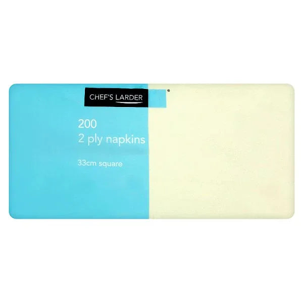 Chef's Larder 200 2 Ply Cream Napkins 33cm Square (Pack of 1) - Bulkbuydirect