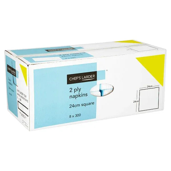 Chef's Larder 300 Napkins 2 Ply White 24cm (Pack of 8) - Bulkbuydirect