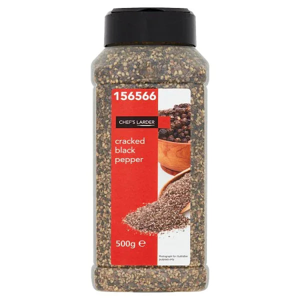 Chef's Larder Cracked Black Pepper 500g (Pack of 1) - Bulkbuydirect