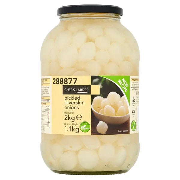 Chef's Larder Pickled Silverskin Onions 2kg (Pack of 4) - Bulkbuydirect