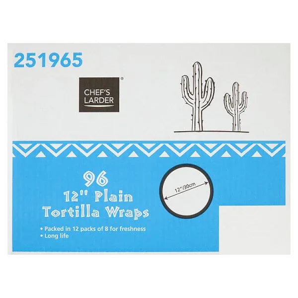 Chef's Larder 96 12" Plain Tortilla Wraps - Bulkbuydirect