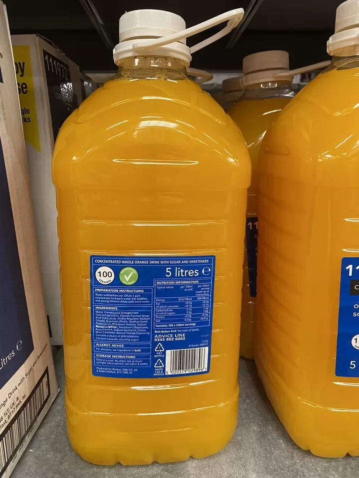 Chef's Larder Orange Squash 5 Litres (pack of 2) - Bulkbuydirect