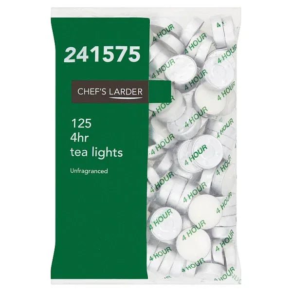 Chef's Larder 125 4hr Tea Lights (Pack of 8) - Bulkbuydirect