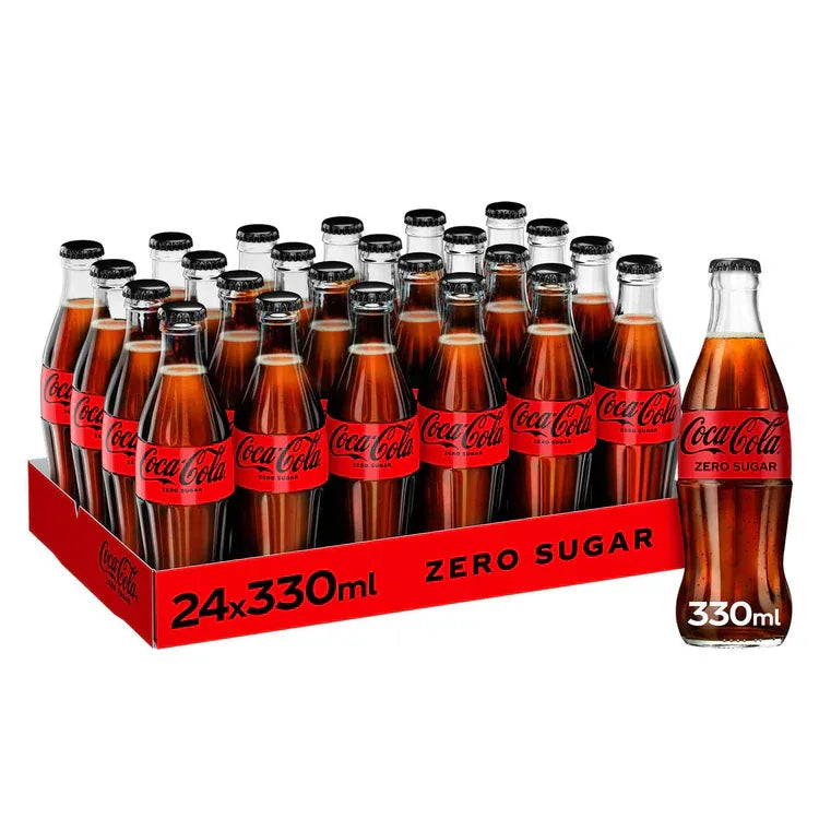 Coca-Cola Zero Sugar Glass Bottles 24 x 330ml - Bulkbuydirect