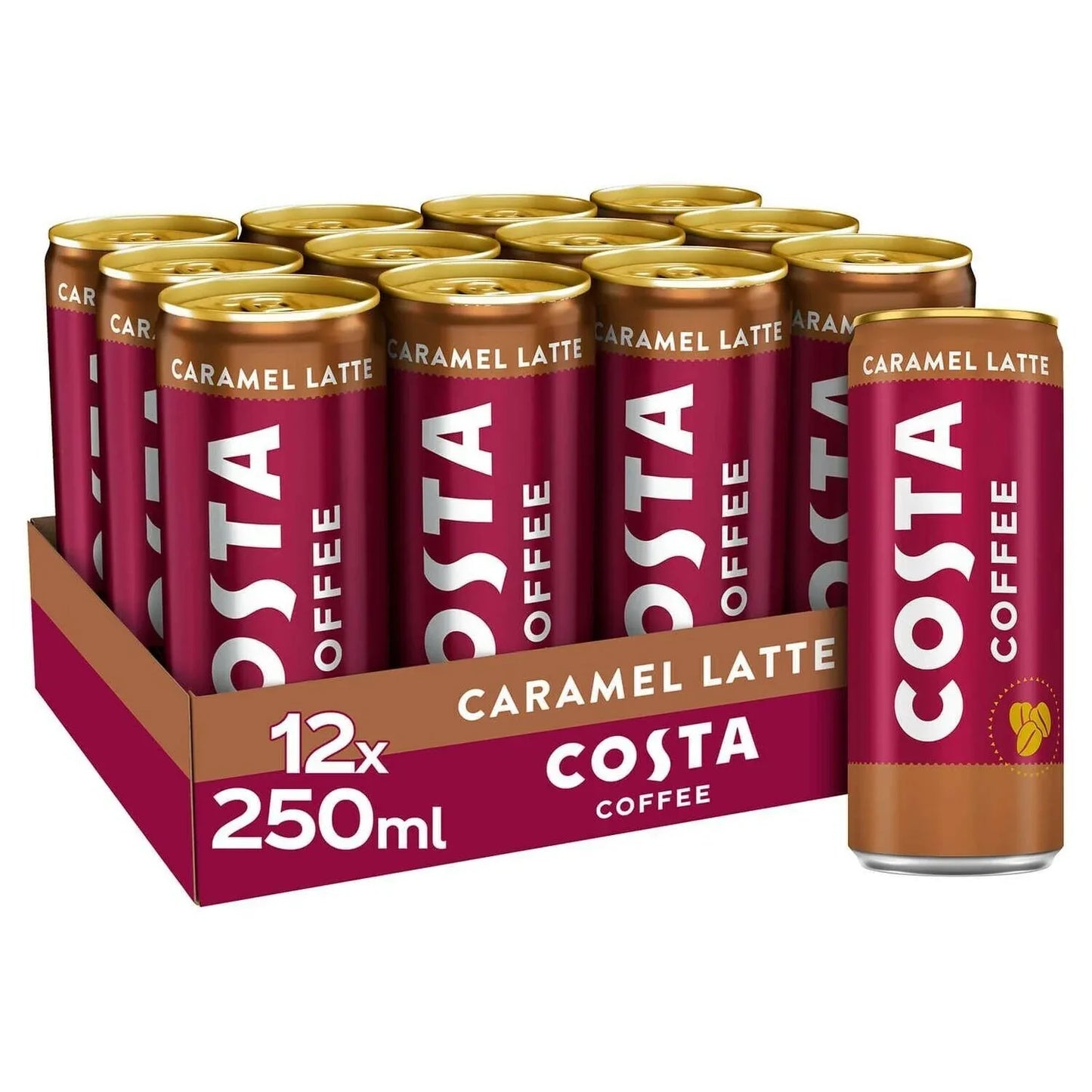 Costa Coffee Caramel Latte Iced Coffee 12 x 250ml, PMP £1.49, Case of 12 - Bulkbuydirect