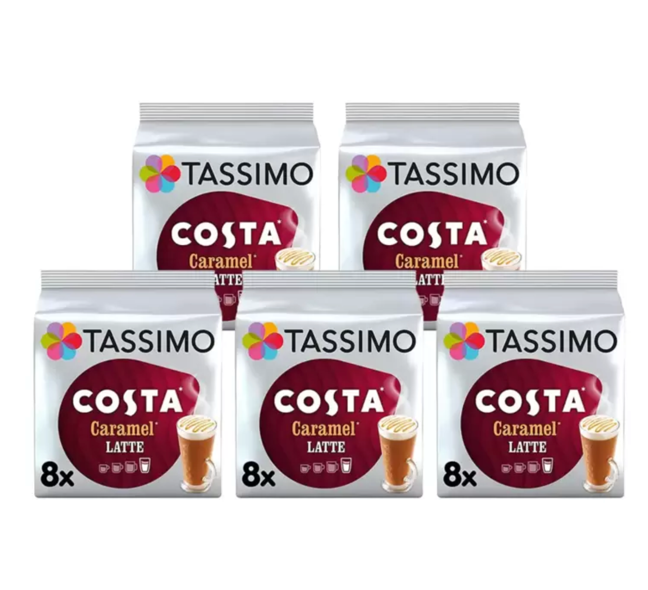 Costa Tassimo Caramel Latte Coffee Pods - 5 Packs, 30 Servings - Bulkbuydirect