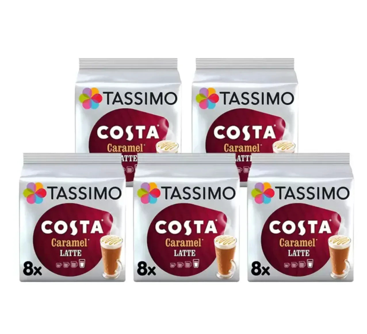 Costa Tassimo Caramel Latte Coffee Pods - 5 Packs, 30 Servings - Bulkbuydirect