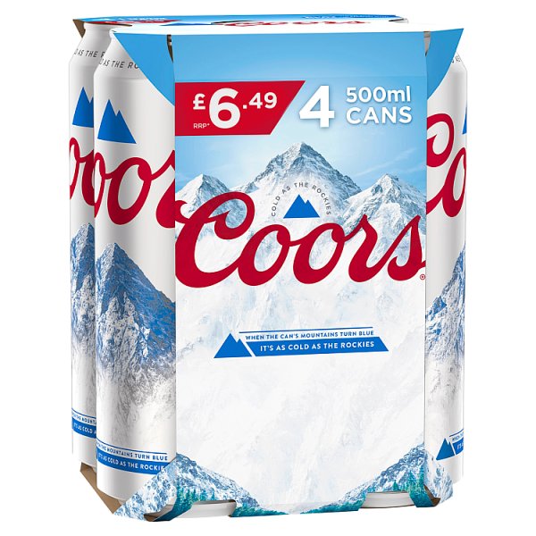 Coors Lager Beer 4 x 500ml Can (Pack of 6)
