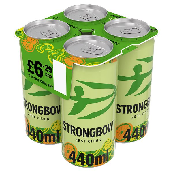 Strongbow Zest Cider Can 4x400ml (Pack of 6)