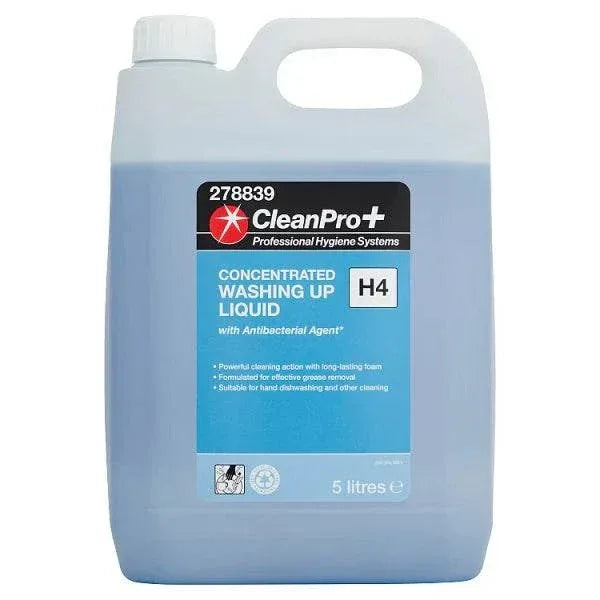 CleanPro+ Concentrated Washing Up Liquid H4 5 Litres (Pack of 1) - Bulkbuydirect