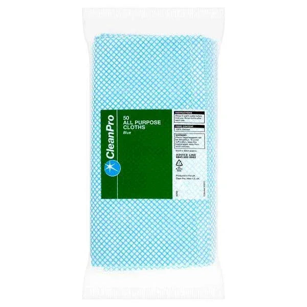CleanPro 50 All Purpose Cloths Blue 60cm x 30cm (Pack of 15) - Bulkbuydirect