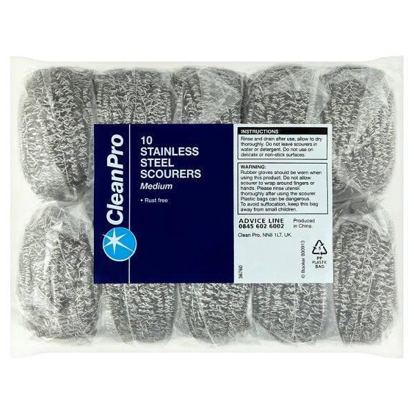 CleanPro 10 Stainless Steel Scourers Medium (Pack of 16) - Bulkbuydirect