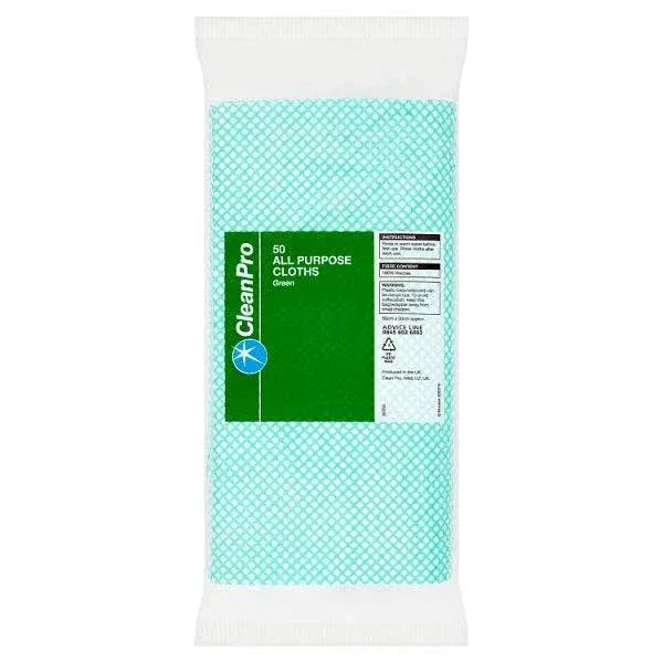CleanPro 50 All Purpose Cloths Green (Pack of 1) - Bulkbuydirect