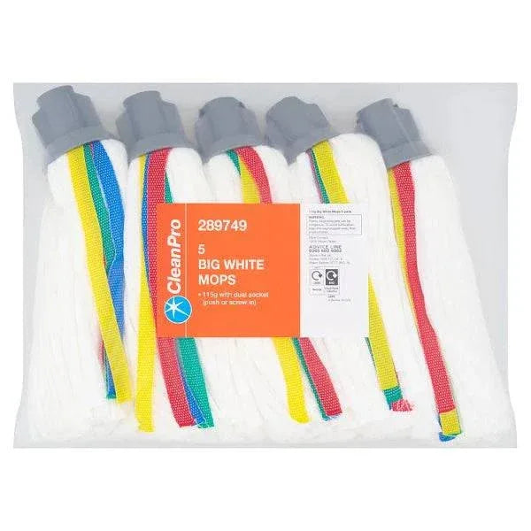 CleanPro 5 Big White Mops (Pack of 8) - Bulkbuydirect