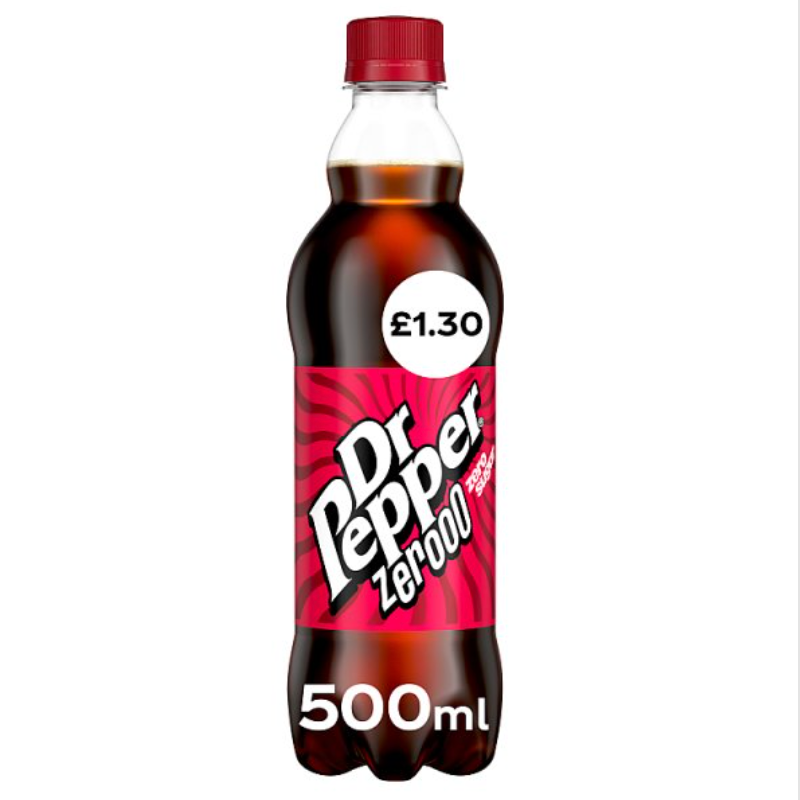 Dr Pepper Zero 500ml PM £1.30, Case of 12 - Bulkbuydirect