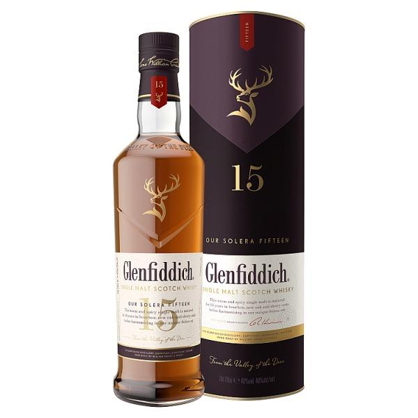 Glenfiddich 15 Year Old Single Malt Scotch Whisky 70cl (Pack of 1)