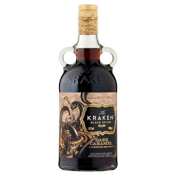 The Kraken Black Spiced Rum Dark Caramel and Cornish Sea Salt, Limited Edition 70cl (Pack of 6)