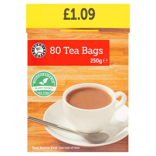 Euro Shopper 80 Tea Bags 250g (Pack of 6) - Bulkbuydirect