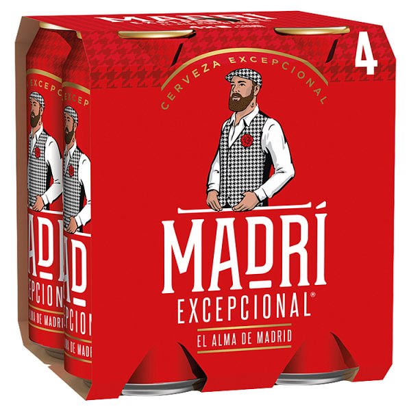 Madri Excepcional Premium Lager Beer 4 x 440ml Can (Pack of 6)