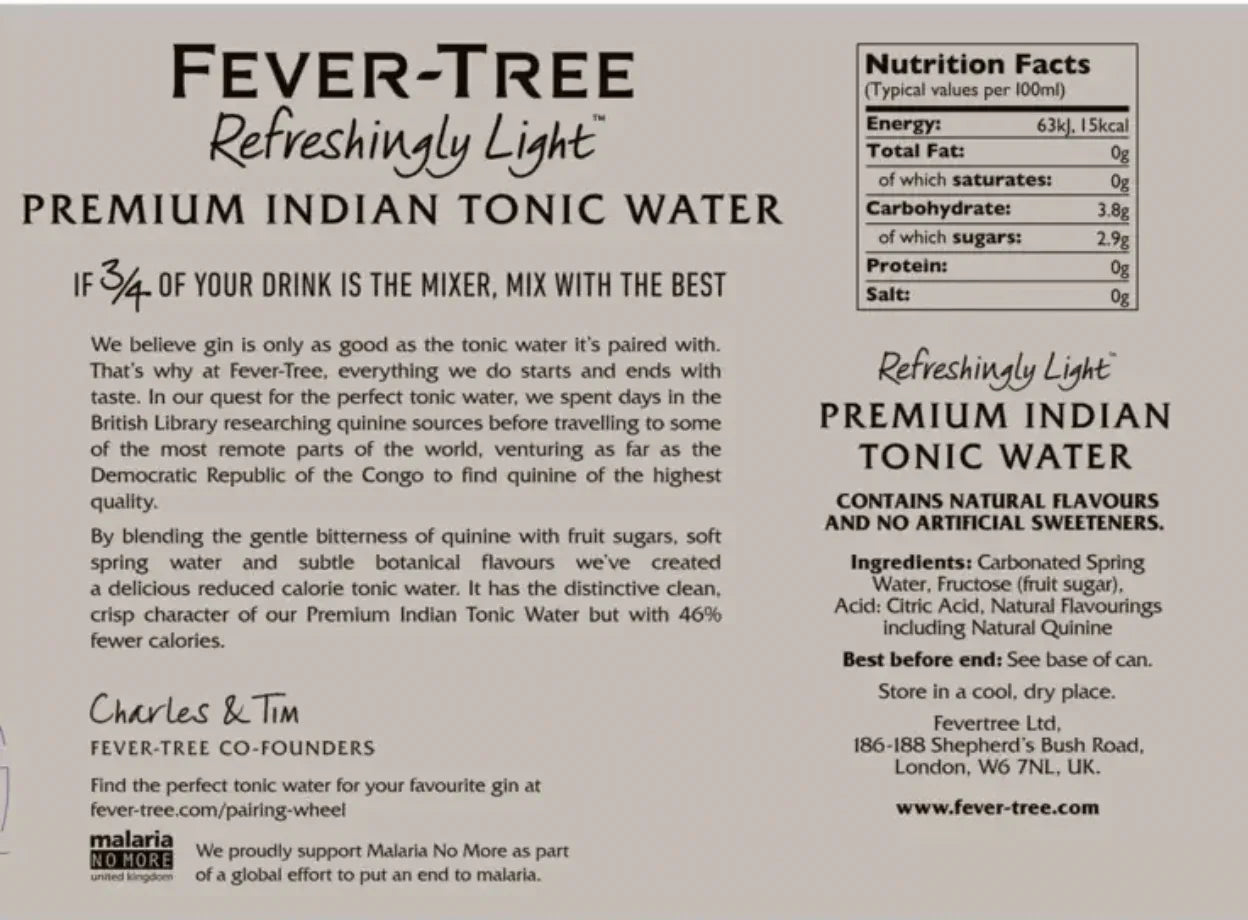 Fever-Tree Refreshingly Light Premium Indian Tonic Water, 30 x 150ml - Bulkbuydirect