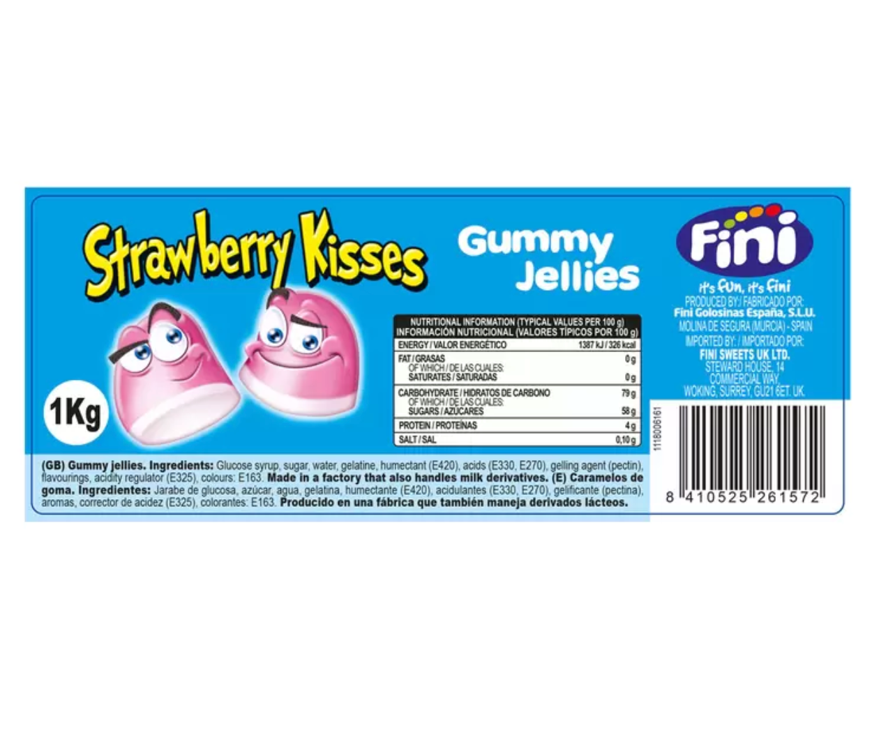 Fini Strawberry Kisses, 1kg - Bulkbuydirect